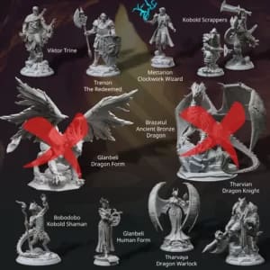 Kit de 9 Miniaturas para RPG e jogos - Coleção The Dragon Pact