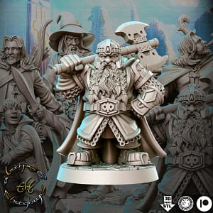 Miniatura Uddir Thunderaxe - (Gimli) para RPG - Coleção Against the Shadow