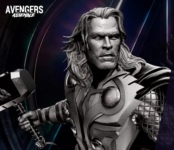 Escultura Thor - Avengers Assemble - com 36 cm de altura - Image 3