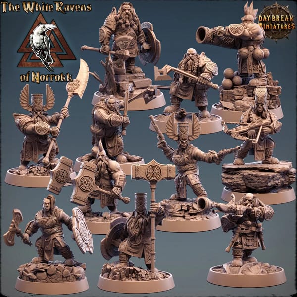 Kit De 11 Miniaturas RPG - The White Ravens Of Norrokk